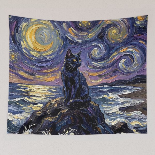 Item preview, Beach Night - Black Cat designed and sold by AjaTrier.