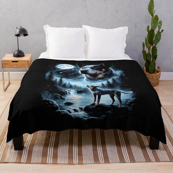 Item preview, Blue Heeler Howling to the Moon Retro Dog Meme designed and sold by nosu-art-pod.