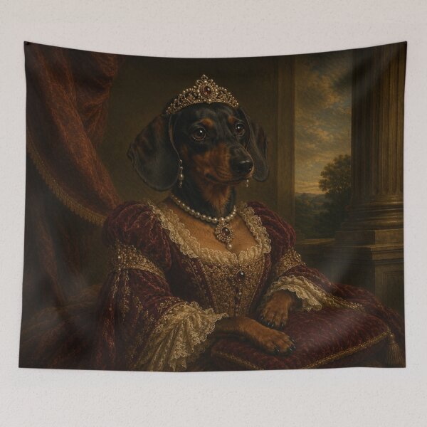 Item preview, The Royal Dachshund Queen – Elegant Baroque Portrait designed and sold by LittleGinnyArt.