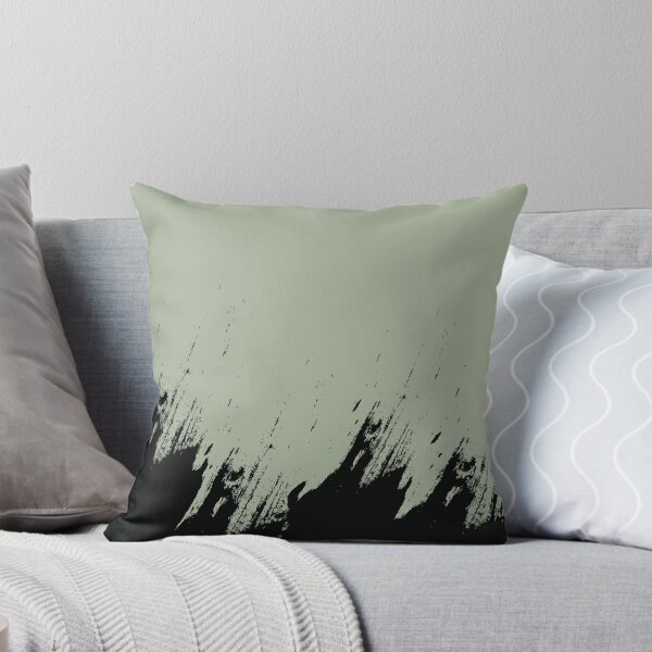 Item preview, Abstract Black Ink Splash on Sage Green designed and sold by BetweenForms.