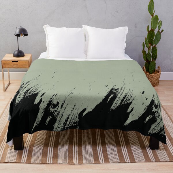 Item preview, Abstract Black Ink Splash on Sage Green designed and sold by BetweenForms.