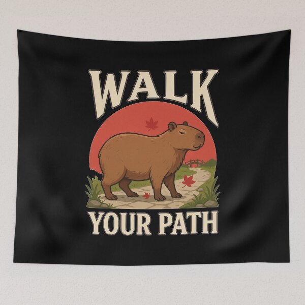 Item preview, Walk Your Path Capybara – Vintage Stoic Nature Design designed and sold by No Excuses Supply.
