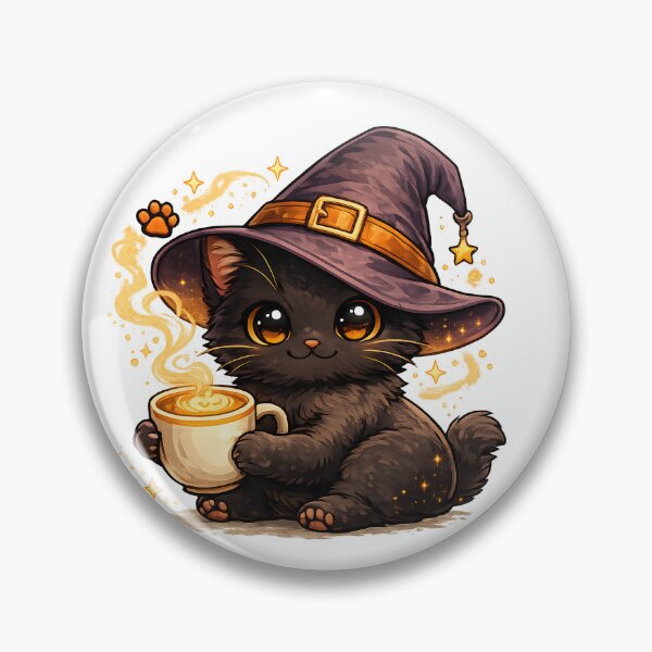 Item preview, Cute Witch Cat Drinking Coffee - Funny Halloween Cat Lover Gift designed and sold by Mafmoh.