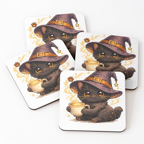 Item preview, Cute Witch Cat Drinking Coffee - Funny Halloween Cat Lover Gift designed and sold by Mafmoh.