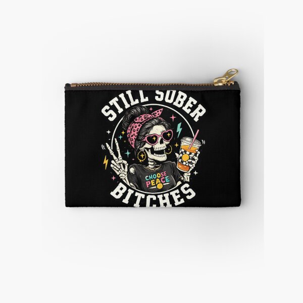 Item preview, Still Sober Bitches Messy Bun Drinking Coffee Skeleton designed and sold by peachlovey.