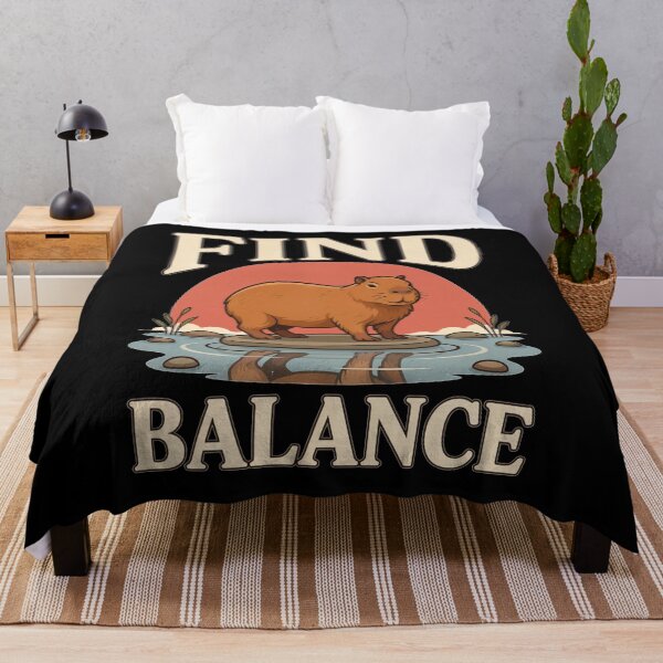 Item preview, Find Balance Capybara – Vintage Stoic Nature Design designed and sold by No Excuses Supply.