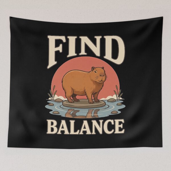 Item preview, Find Balance Capybara – Vintage Stoic Nature Design designed and sold by No Excuses Supply.