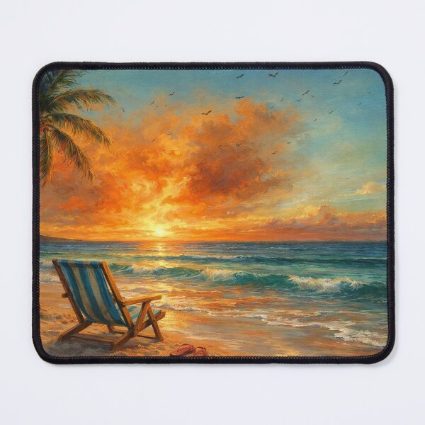 Item preview, Sunset Beach Chair - Blue and Orange Coastal Landscape designed and sold by Joey Santiago.