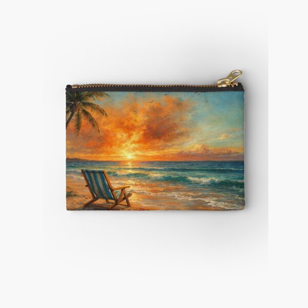 Item preview, Sunset Beach Chair - Blue and Orange Coastal Landscape designed and sold by Joey Santiago.