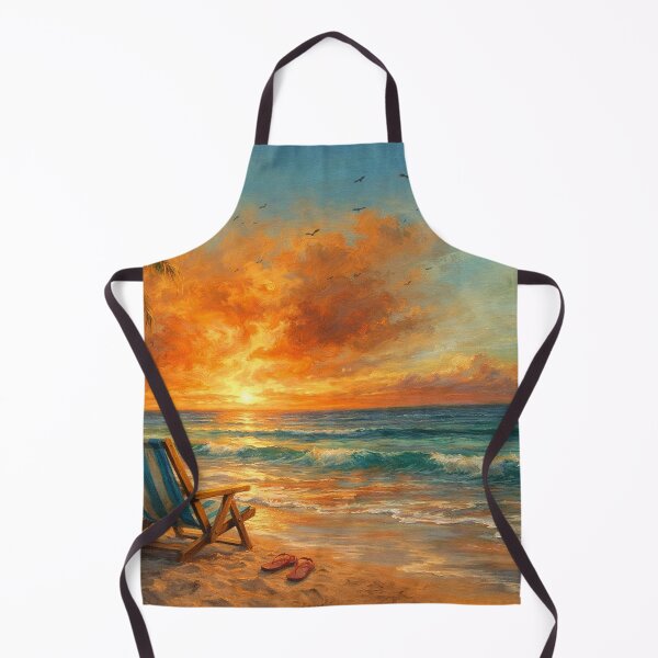 Item preview, Sunset Beach Chair - Blue and Orange Coastal Landscape designed and sold by Joey Santiago.