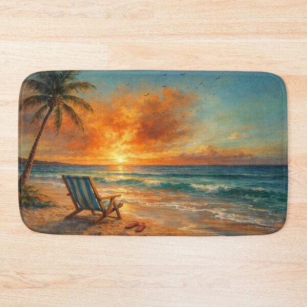Item preview, Sunset Beach Chair - Blue and Orange Coastal Landscape designed and sold by Joey Santiago.