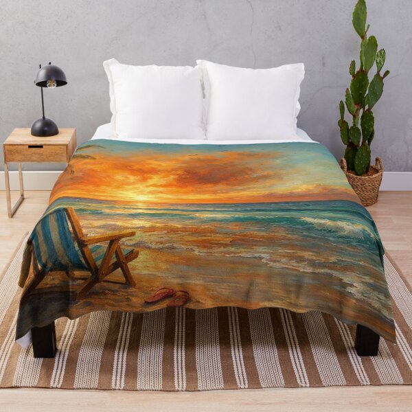 Item preview, Sunset Beach Chair - Blue and Orange Coastal Landscape designed and sold by Joey Santiago.