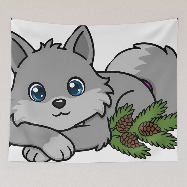 Item preview, Lobo descansando con una rama de pino. designed and sold by pumsquare.