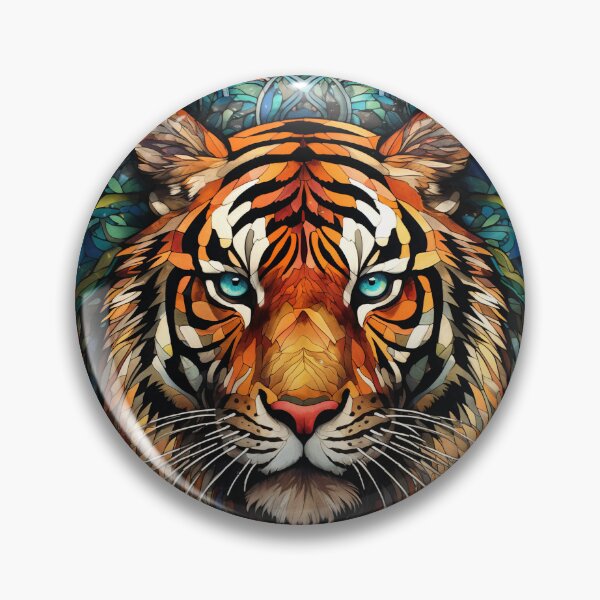 Item preview, Stained Glass Tiger Blue Eyes Art designed and sold by pinkal.