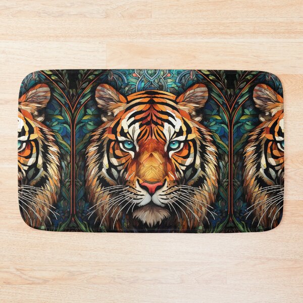 Item preview, Stained Glass Tiger Blue Eyes Art designed and sold by pinkal.