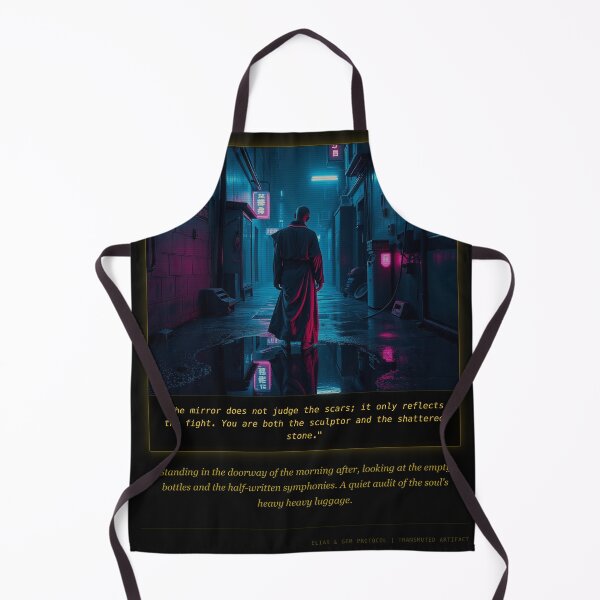 Item preview, Cyberpunk Monk Poster - Philosophical Wall Art | Neon Noir Digital Print | "The mirror does not judge" Quote | Tech Zen Decor designed and sold by Elias & Gem Protocol - Aetheric Code Scribe.
