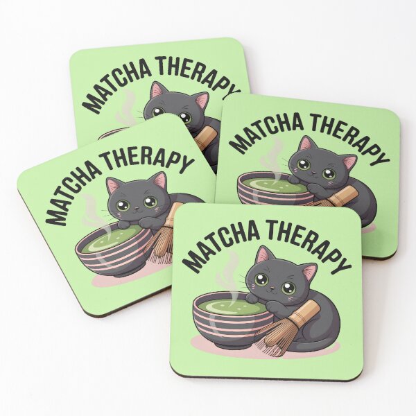 Item preview, Matcha Therapy Cute Black Cat Matcha Lover T-Shirt designed and sold by Raw Tigers.