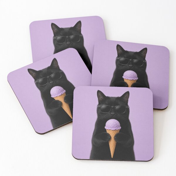 Item preview, Cool Cat with Purple Ice Cream designed and sold by LittleGinnyArt.