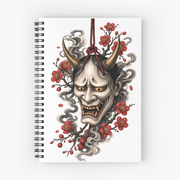 Item preview, Traditional Japanese Oni Mask with Sakura Blossoms designed and sold by ichiyori.