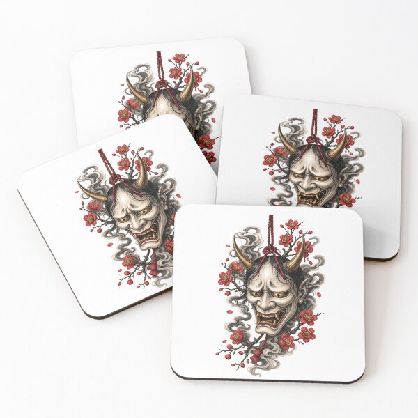 Item preview, Traditional Japanese Oni Mask with Sakura Blossoms designed and sold by ichiyori.