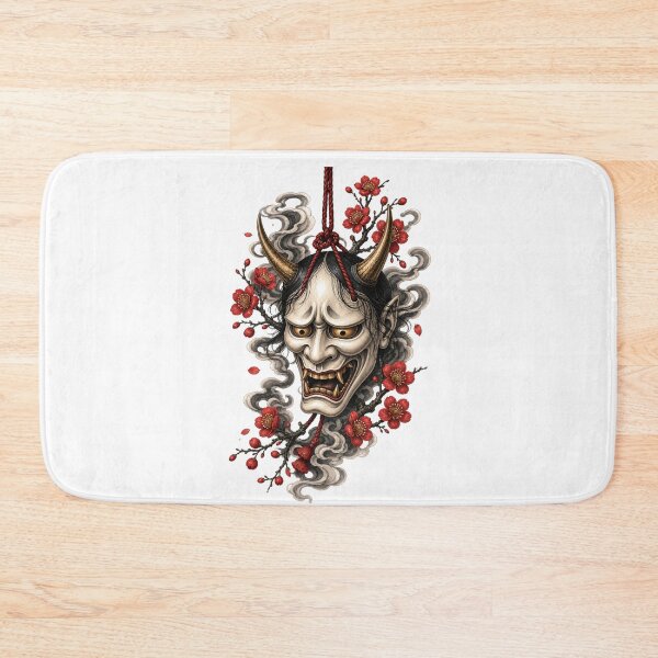 Item preview, Traditional Japanese Oni Mask with Sakura Blossoms designed and sold by ichiyori.