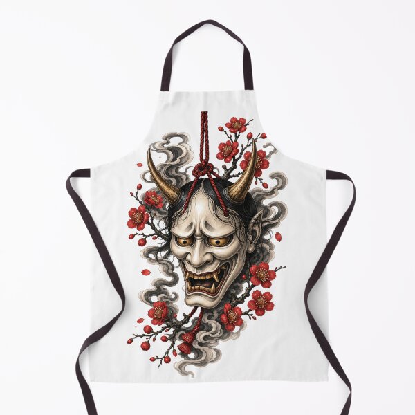 Item preview, Traditional Japanese Oni Mask with Sakura Blossoms designed and sold by ichiyori.