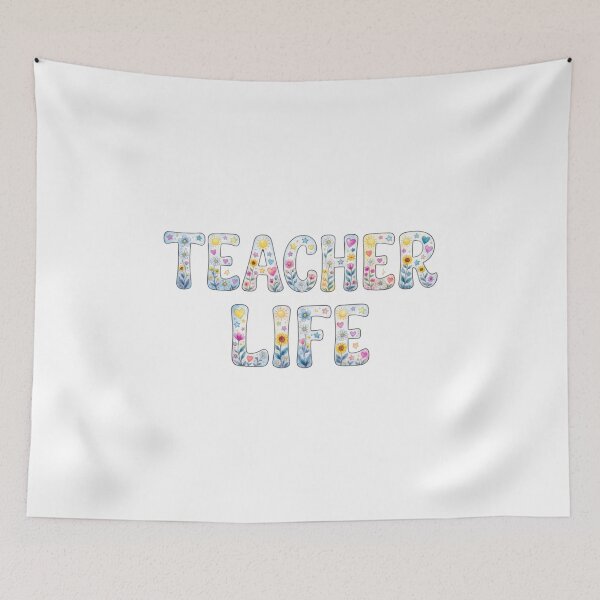Item preview, Whimsical Floral Teacher Life Typography Design designed and sold by VibranPalette.