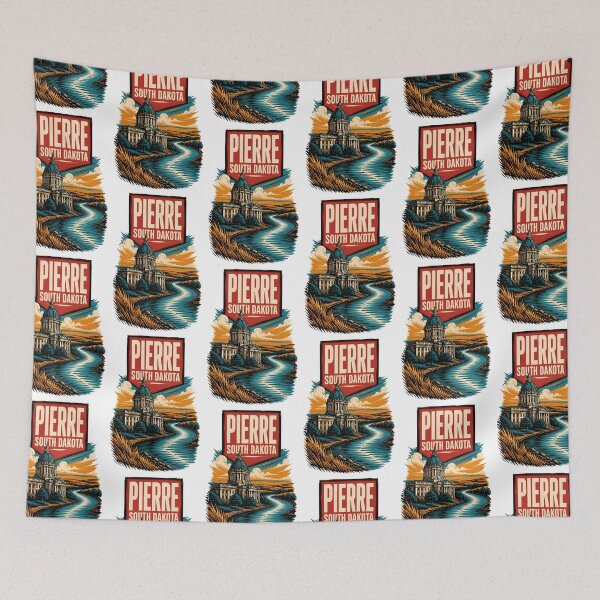 Item preview, Pierre, South Dakota, USA Vintage Travel Tourism Art designed and sold by TravelersGems.