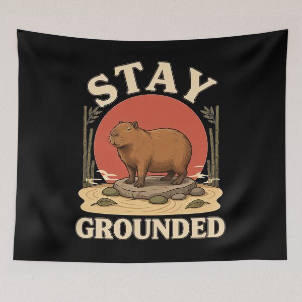Item preview, Stay Grounded Capybara – Vintage Stoic Nature Design designed and sold by No Excuses Supply.