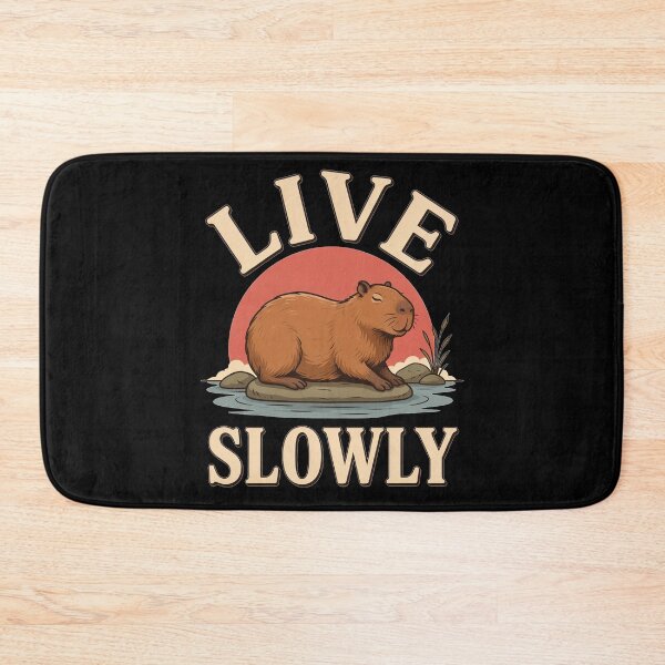 Item preview, Live Slowly Capybara – Vintage Stoic Nature Design designed and sold by No Excuses Supply.