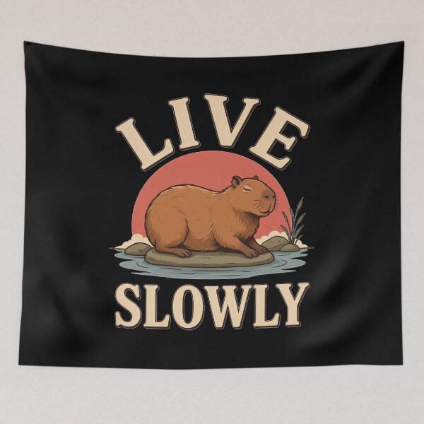 Item preview, Live Slowly Capybara – Vintage Stoic Nature Design designed and sold by No Excuses Supply.