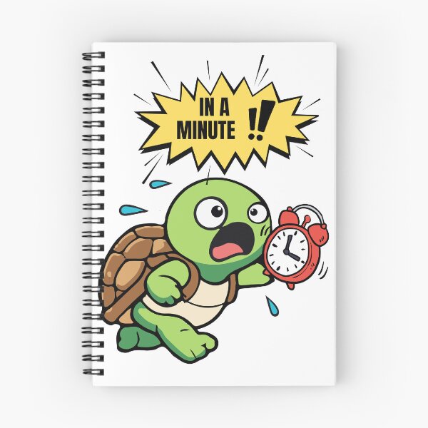 Item preview, In A Minute!- Funny Panicked Turtle Cartoon  designed and sold by WRParadise.