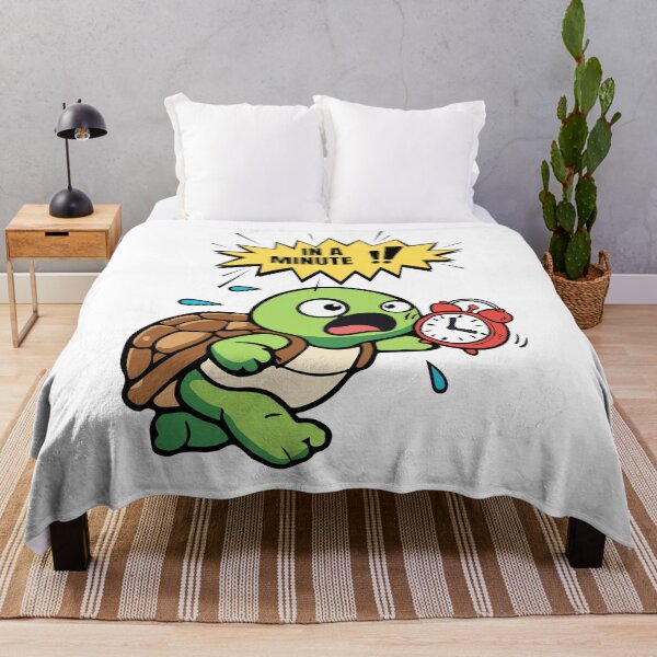 Item preview, In A Minute!- Funny Panicked Turtle Cartoon designed and sold by WRParadise.