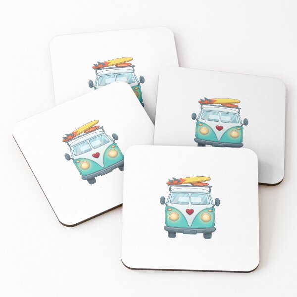 Item preview, Retro Camper Van Deski Surfingowe Serce Kreskówka designed and sold by Macias123.