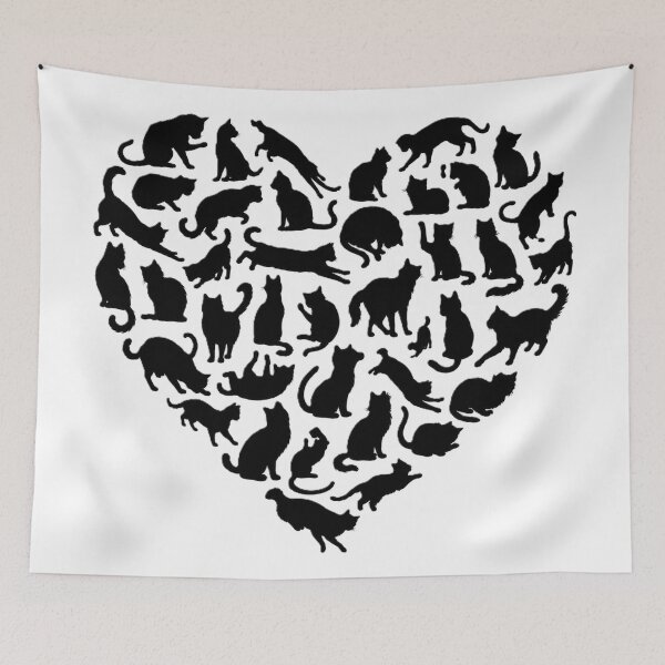 Item preview, I Love Cats Silhouette cat heart designed and sold by Drawn-Measured.