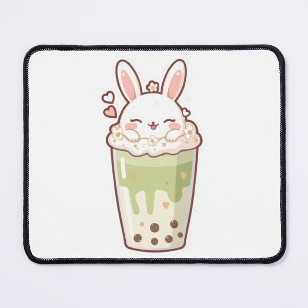Item preview, Adorable Bunny in Matcha Latte | Kawaii Café Sticker designed and sold by Stylestickers55.
