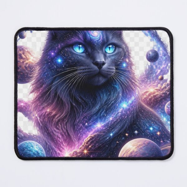 Item preview, Cosmic Galaxy Cat with Glowing Blue Eyes designed and sold by Harrietcozz.