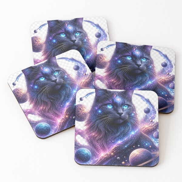 Item preview, Cosmic Galaxy Cat with Glowing Blue Eyes designed and sold by Harrietcozz.
