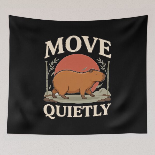 Item preview, Move Quietly Capybara – Vintage Stoic Nature Design designed and sold by No Excuses Supply.