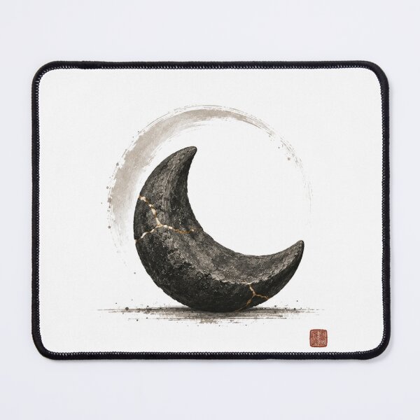 Item preview, Mended Crescent Stone – Kintsugi Moon Wabi Sabi Design designed and sold by OblivionRise.