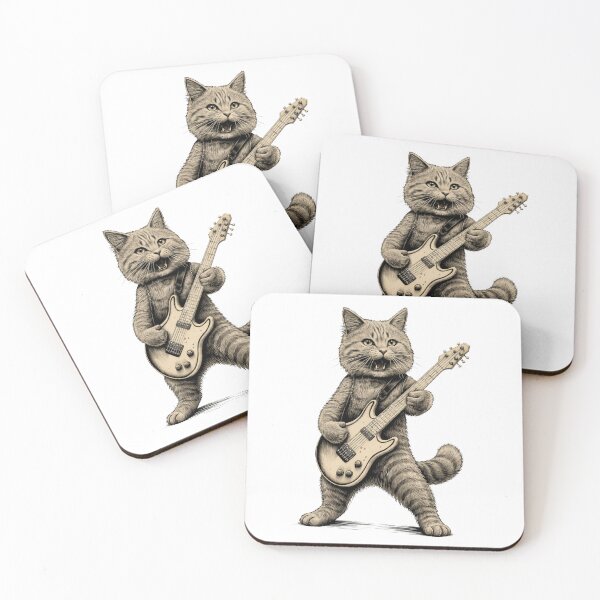 Item preview, Cat Playing Guitar Rock Design designed and sold by GetGoodFit.