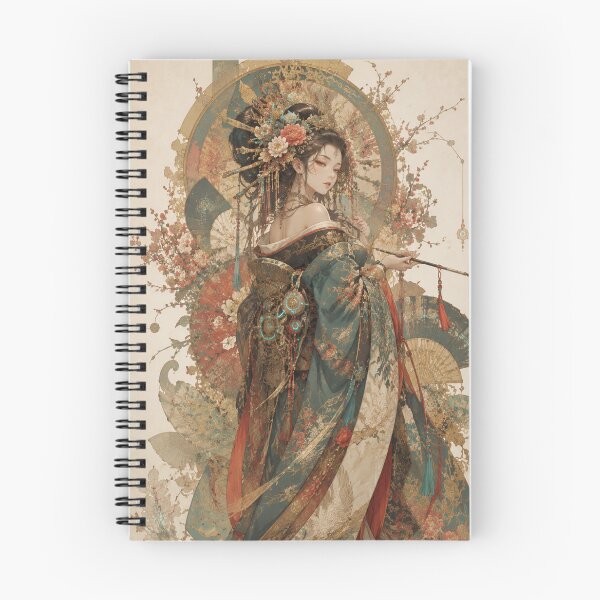 Item preview, Cyber Oiran in Teal Kimono – Japanese Fantasy Art designed and sold by Japan-kanji-ya.