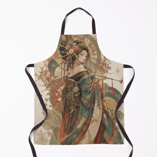 Item preview, Cyber Oiran in Teal Kimono – Japanese Fantasy Art designed and sold by Japan-kanji-ya.