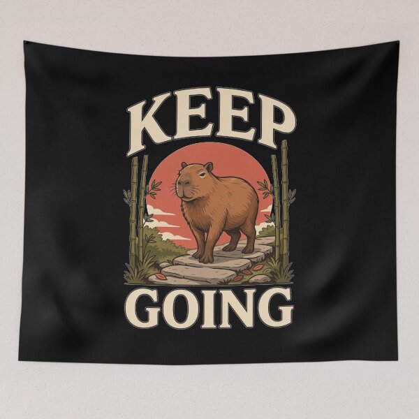Item preview, Keep Going Capybara – Vintage Stoic Nature Design designed and sold by No Excuses Supply.
