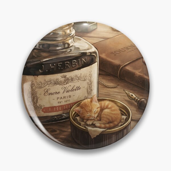 Item preview, Tiny Kitten Sleeping in a Giant Ink Bottle Cap Miniature Illustration designed and sold by DuckOddity.