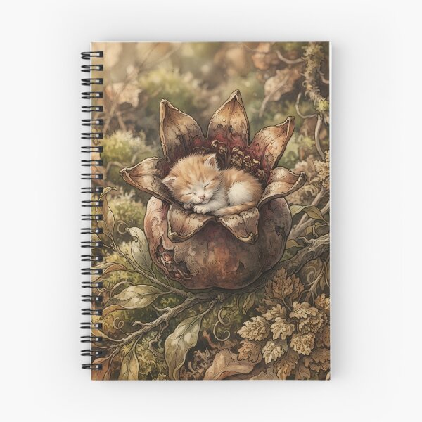 Item preview,  Tiny Kitten on a Giant Pomegranate Flower Calyx Miniature Illustration designed and sold by DuckOddity.