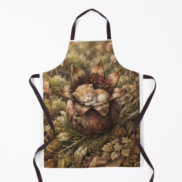 Item preview, Tiny Kitten on a Giant Pomegranate Flower Calyx Miniature Illustration designed and sold by DuckOddity.