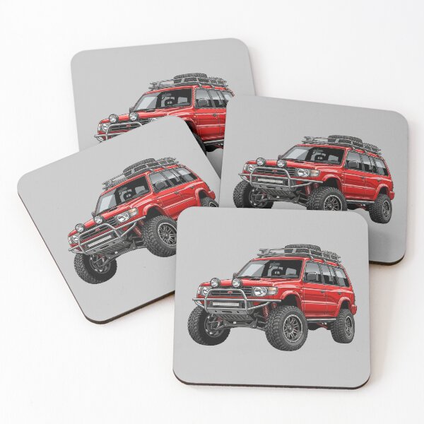 Item preview, Custom Mitsubishi Montero Gen 2 Red Vintage Overland SUV Illustration designed and sold by Motorline44.