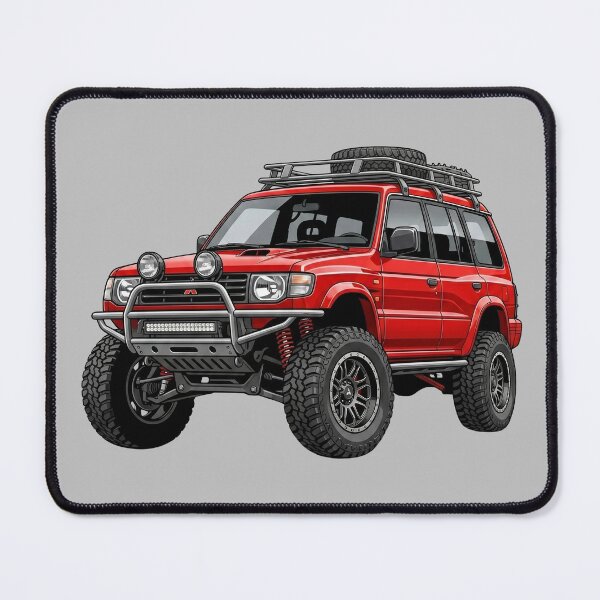 Item preview, Custom Mitsubishi Montero Gen 2 Red Vintage Overland SUV Illustration designed and sold by Motorline44.