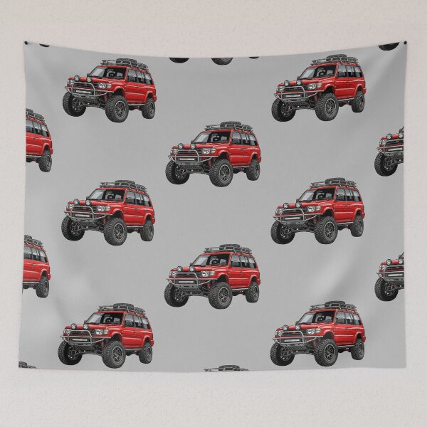 Item preview, Custom Mitsubishi Montero Gen 2 Red Vintage Overland SUV Illustration designed and sold by Motorline44.